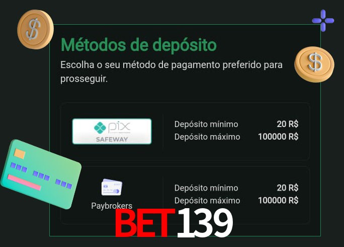 O cassino bet139 oferece uma grande variedade de métodos de pagamento